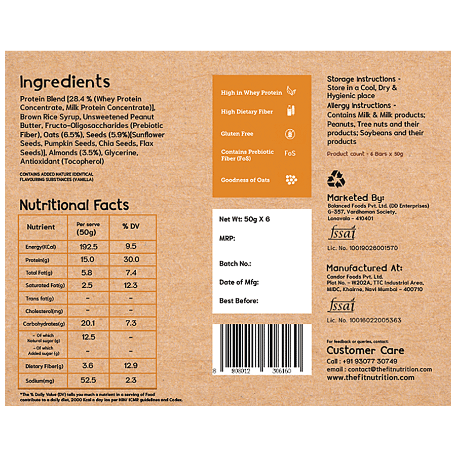 Fit Nutrition Protein Rich Nutrition Bar - Nuts & Seeds