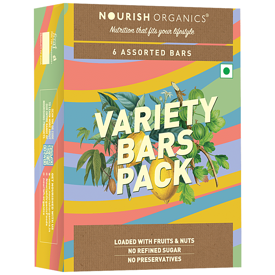 Nourish Organics Variety Bars Pack - Loaded With Fruits & Nuts