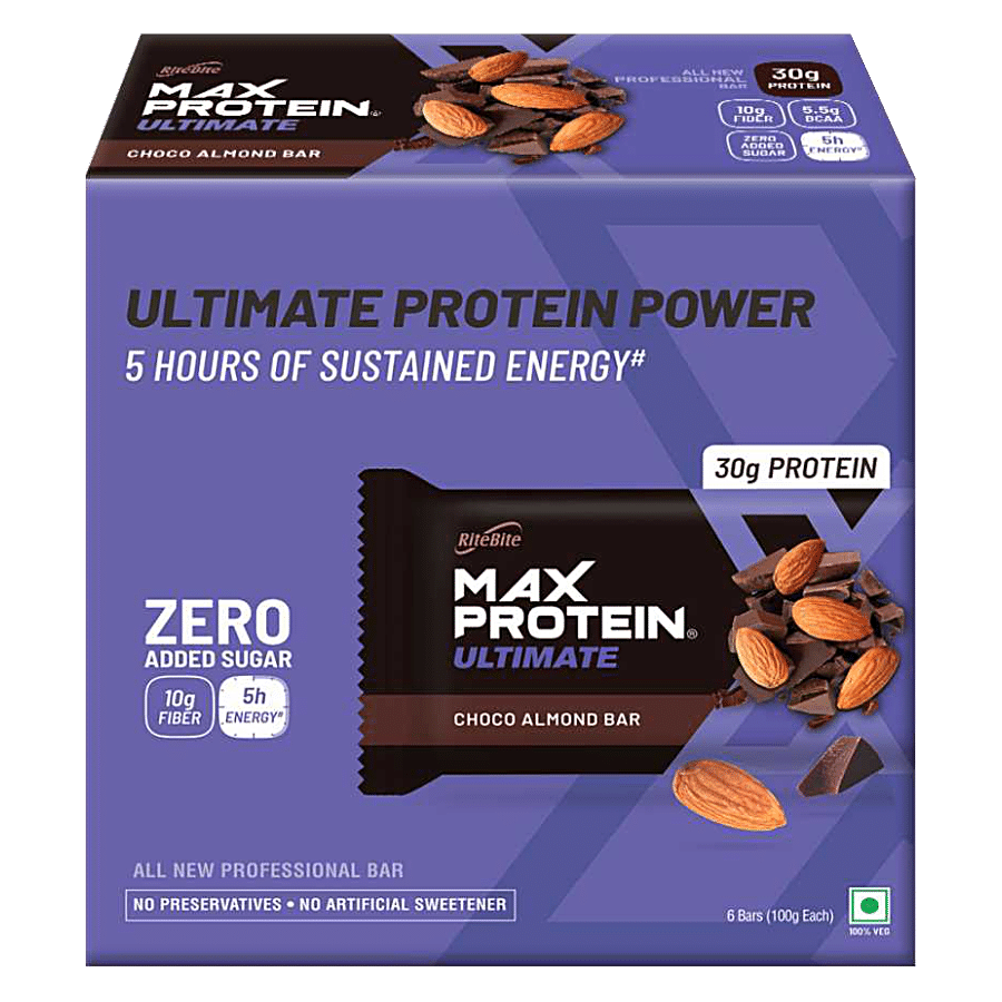 RiteBite Max Protein Bar Ultimate Choco Almond 30gm Protein Bar - Sugar Free Healthy Protein Snacks