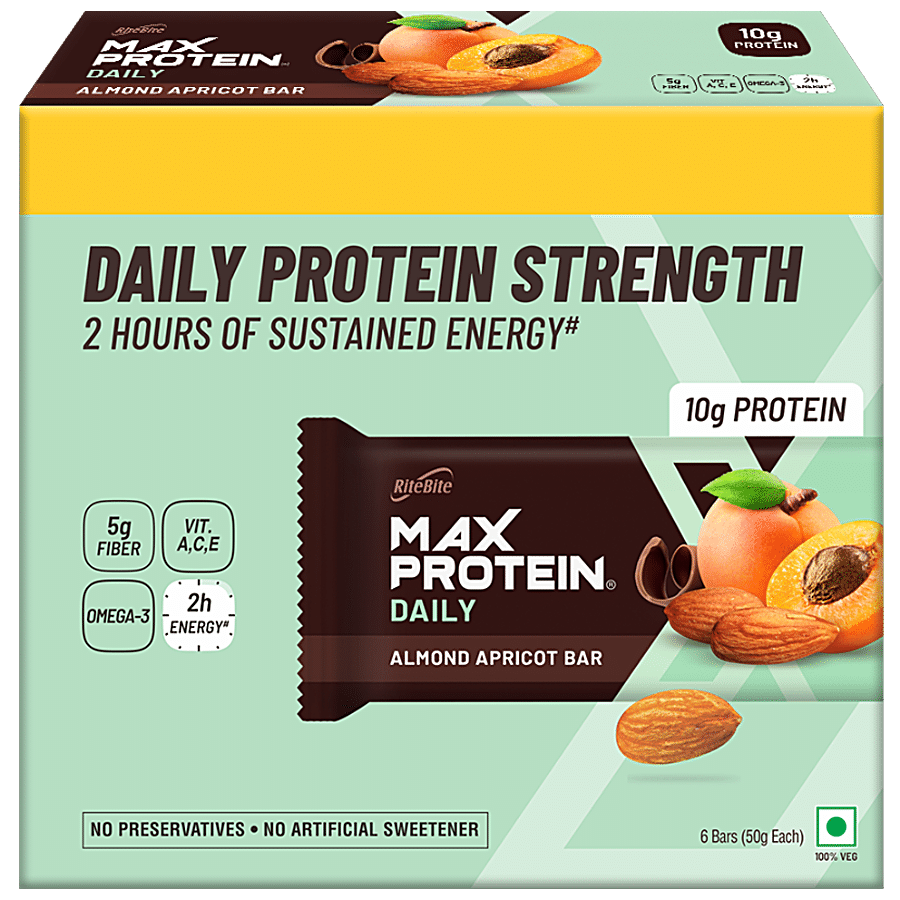 RiteBite Max Protein Bars Almond Apricot 10g Daily Protein - Healthy Protein Snacks