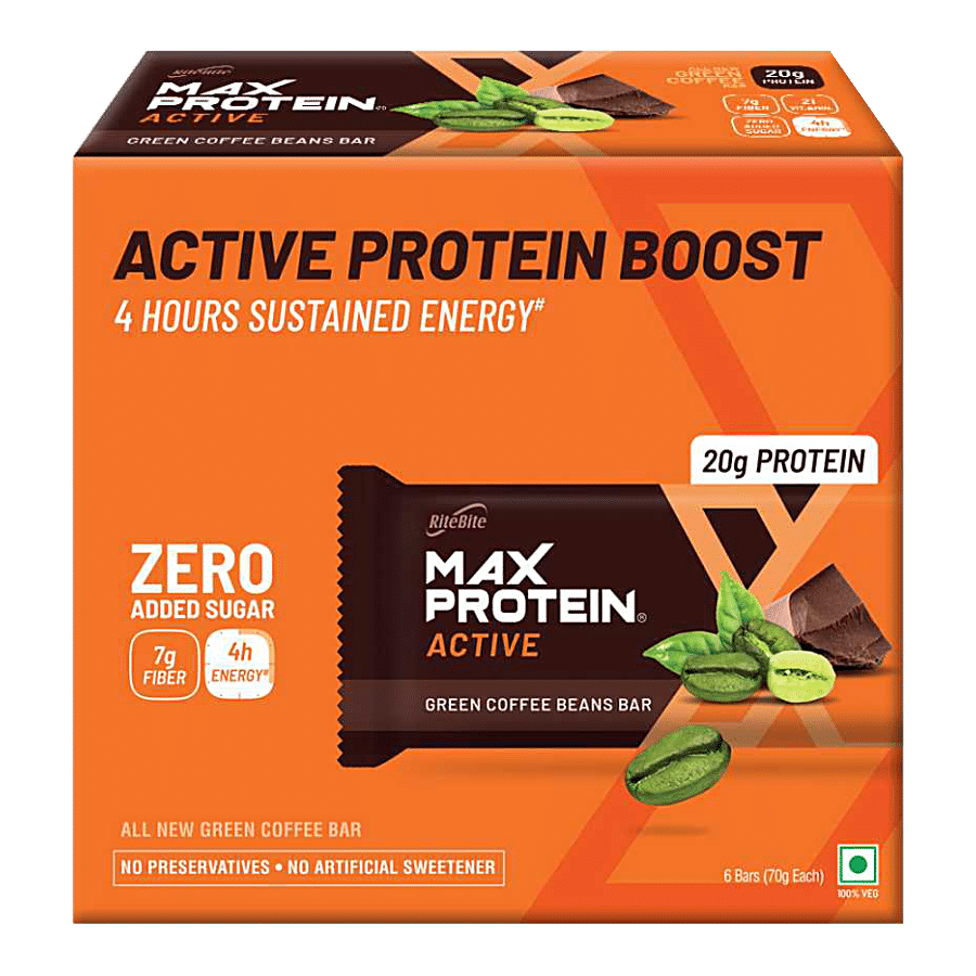 RiteBite Max Protein Bars Green Coffee Beans 20 g Active Protein Bar - Healthy Protein Snacks