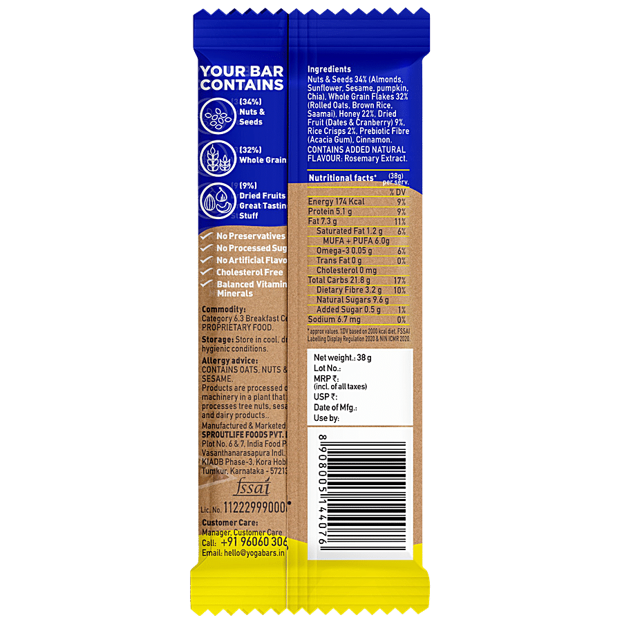 Yoga Bar Multigrain Energy Bar - Nuts & Seeds