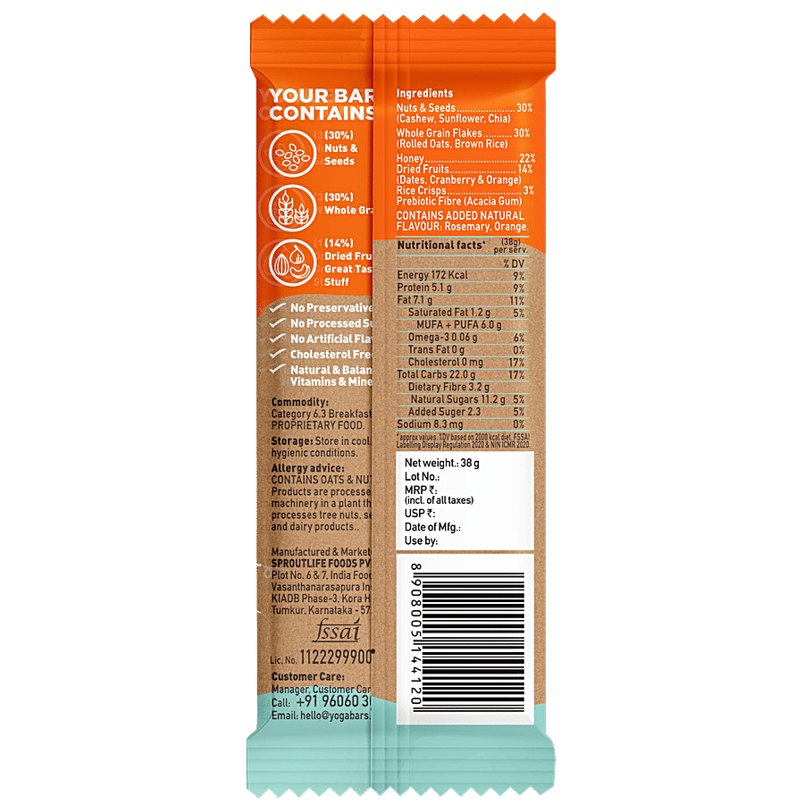 Yoga Bar Multigrain Energy Bar - Orange Cashew