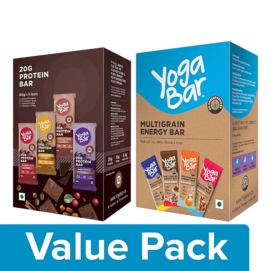 Yoga Bar Multigrain Variety Energy Bar 38G Pack of 10+Protein Variety Bar 60G Pack of 6