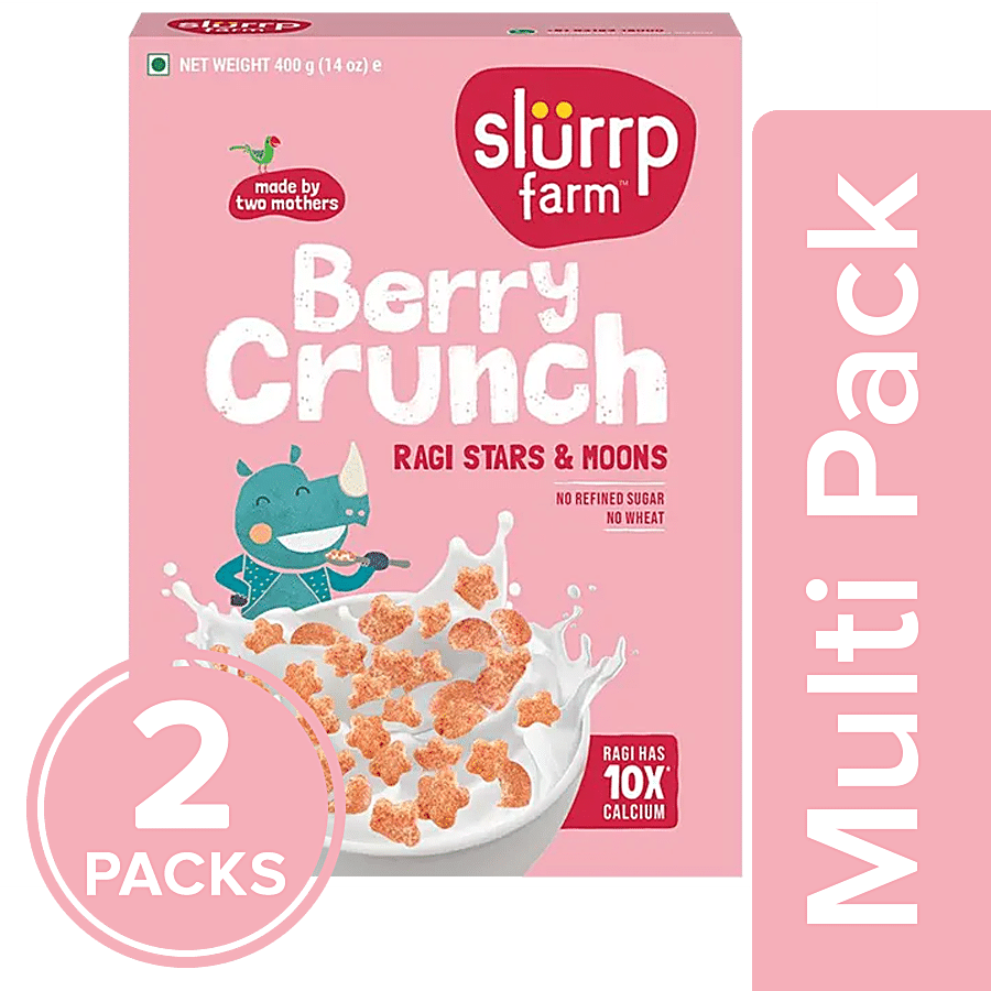 Slurrp Farm Berry Crunch Breakfast Cereal-Ragi Stars & Moons