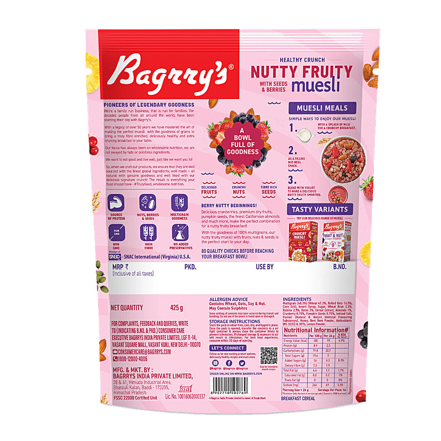 Bagrrys Crunchy Nutty Fruity Muesli With Seeds