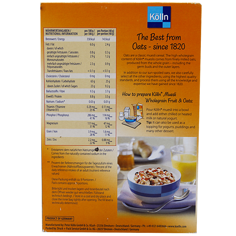 Kolln Muesli - Wholegrain Fruits & Oats