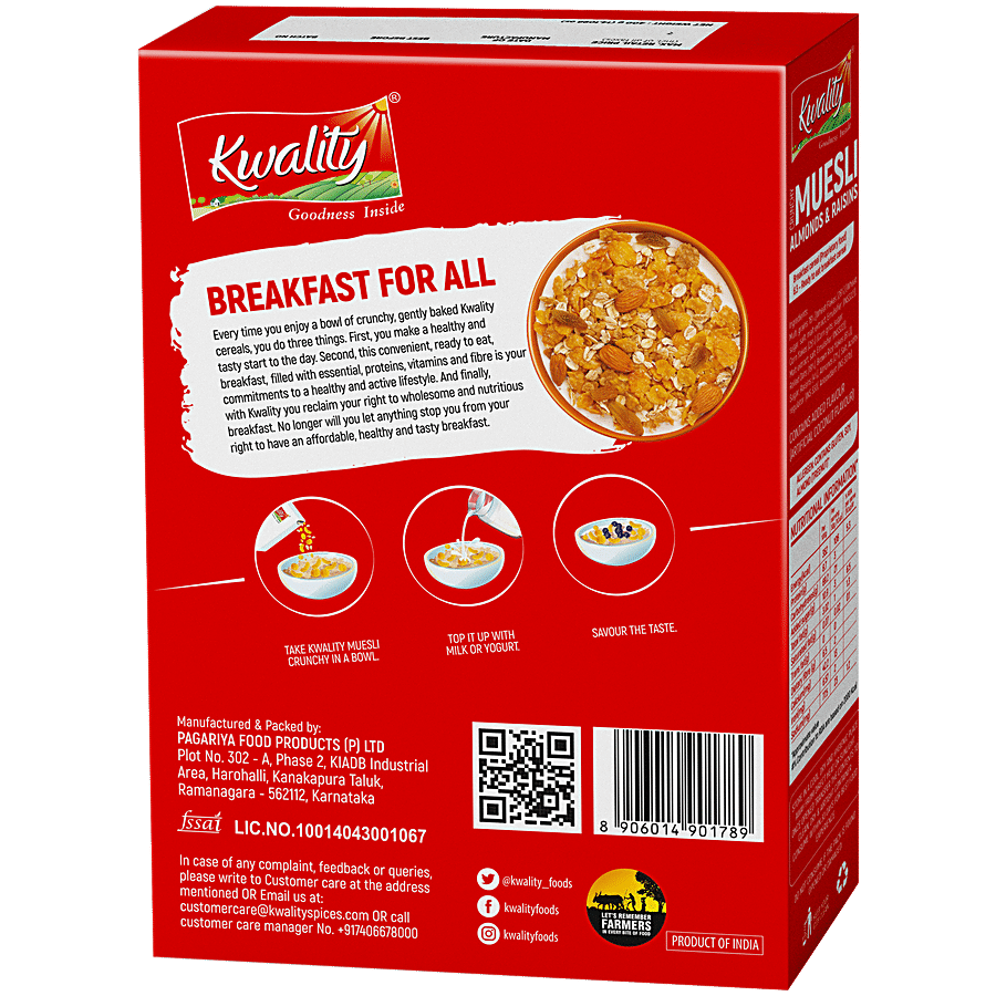 Kwality Crunchy Muesli Almonds & Raisins - High Iron & Protein