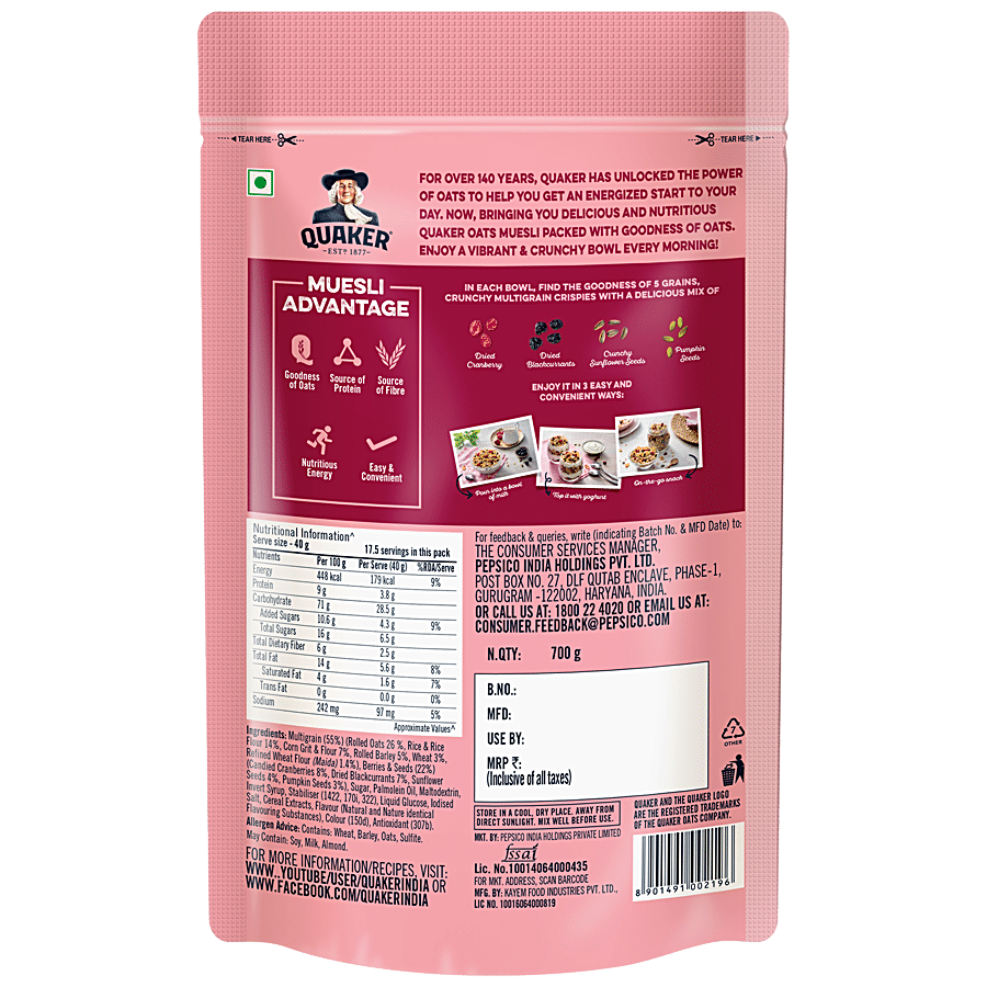 Quaker Berries & Seeds Oats Muesli