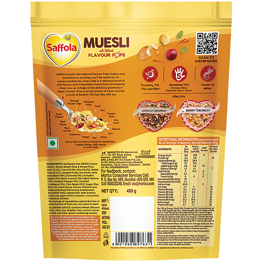 Saffola Muesli - Kesar Crunch With Flavour Pops