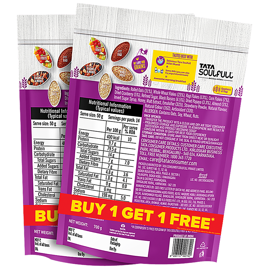 Tata Soulfull Fruit & Nut Millet Muesli - Made With Whole Wheat & Ragi