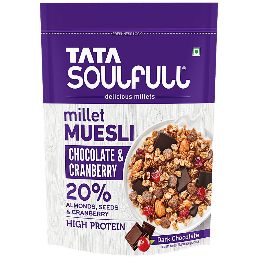 Tata Soulfull Millet Muesli Chocolate & Cranberry With 20% Almonds & Seeds