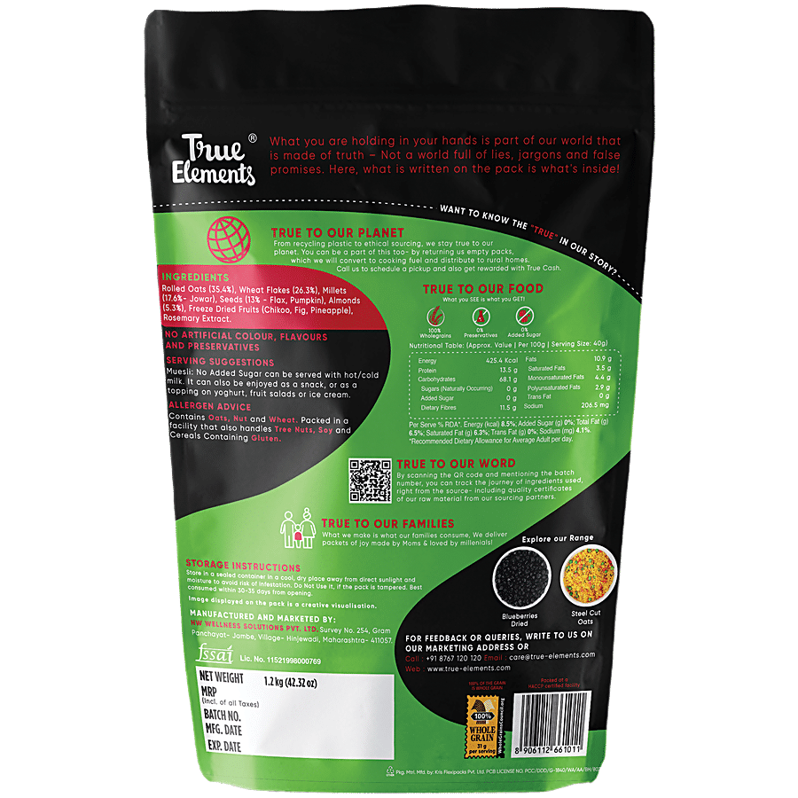 True Elements No Added Sugar Muesli With Real Fruits & Nuts - High Protein