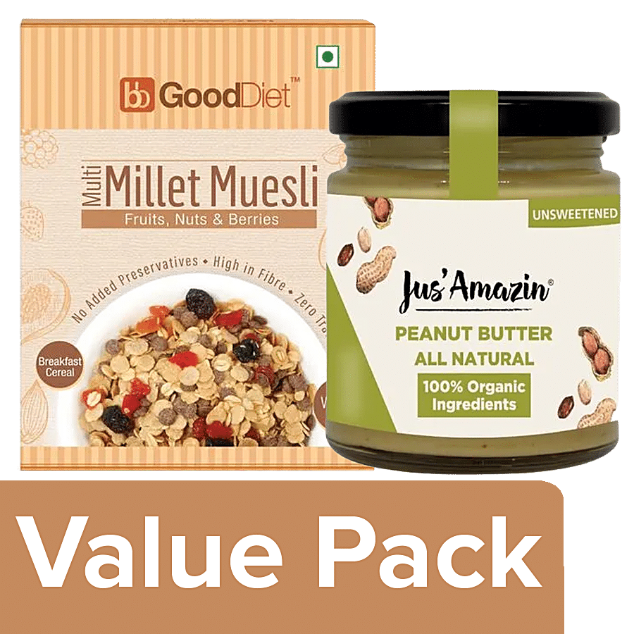 bb Combo GoodDiet Multi Millet Muesli 350 g + Jus Amazin Organic Peanut Butter 200 g