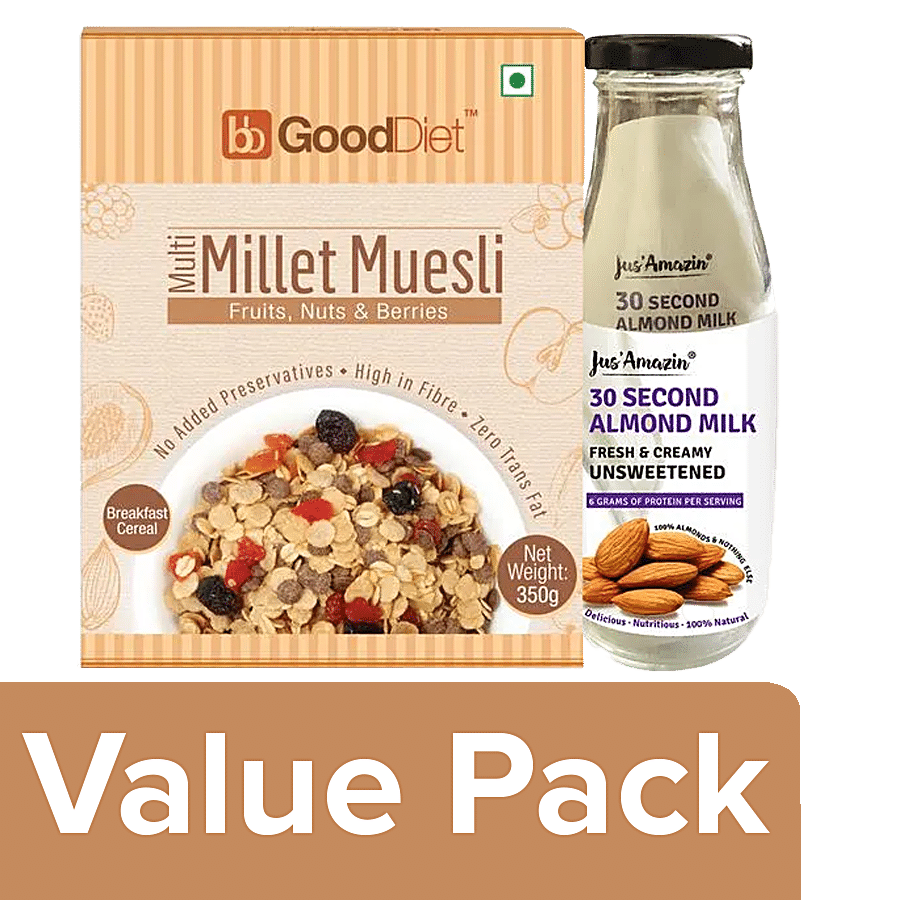 bb Combo GoodDiet Multi Millet Muesli 350g + Jus Amazin 30 Second Almond Milk 125g