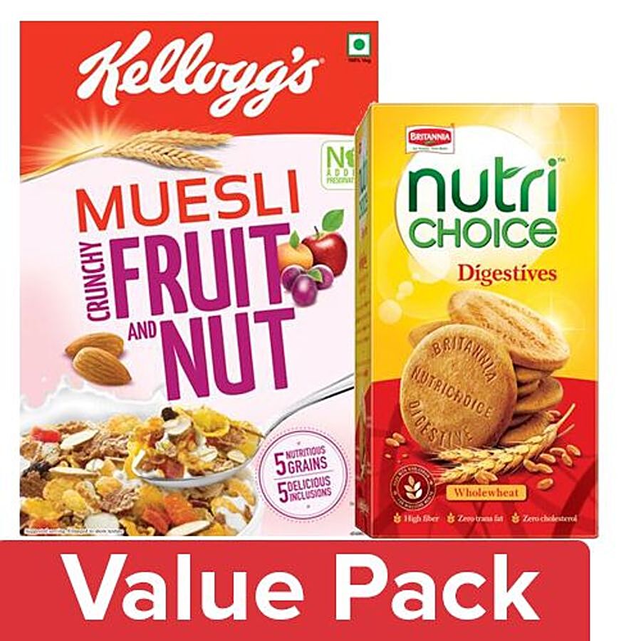 bb Combo Kelloggs Muesli Fruit & Nut 500G+Britannia Nutri Choice Hi Fibre Digestive 250G