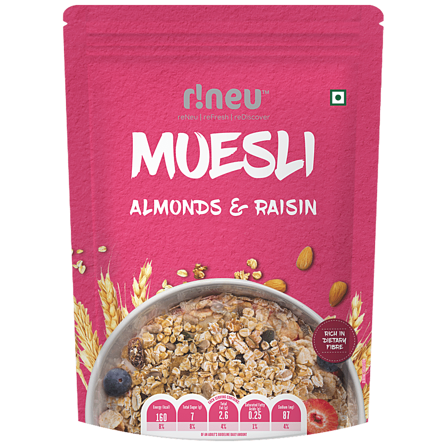 r!neu Muesli Almonds & Raisins Breakfast Cereals - Fibre Rich