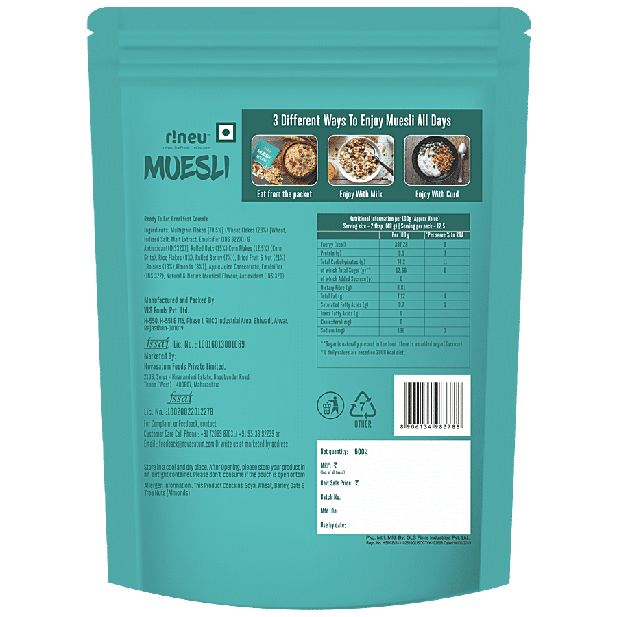 r!neu Muesli Almonds & Seeds Breakfast Cereals - 0% Added Sugar