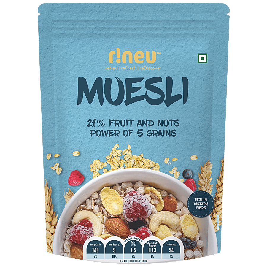 r!neu Muesli Fruits & Nuts Breakfast Cereals - Rich In Dietary Fibre