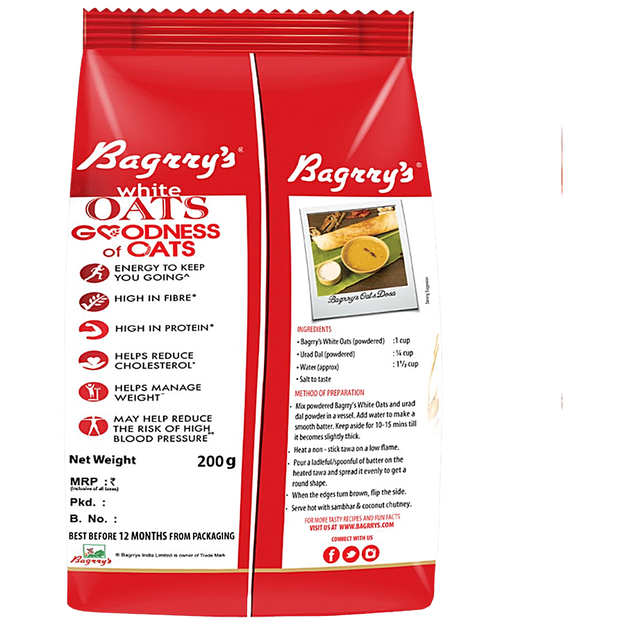 Bagrrys Bagrry`S Bagrry`S White Oats - High In Protein & Fibre  Re 200 g Pouch