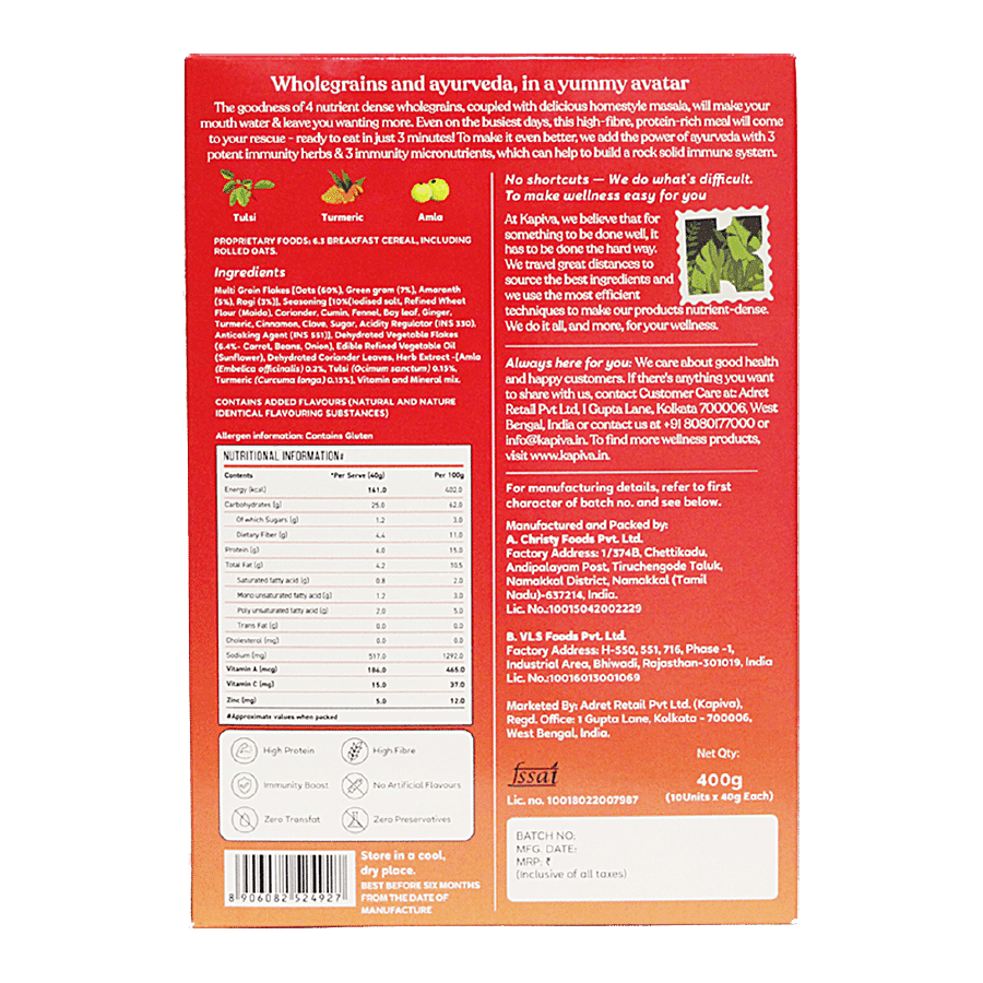 Kapiva Masala Supergrain Mix Instant Meal - Oats