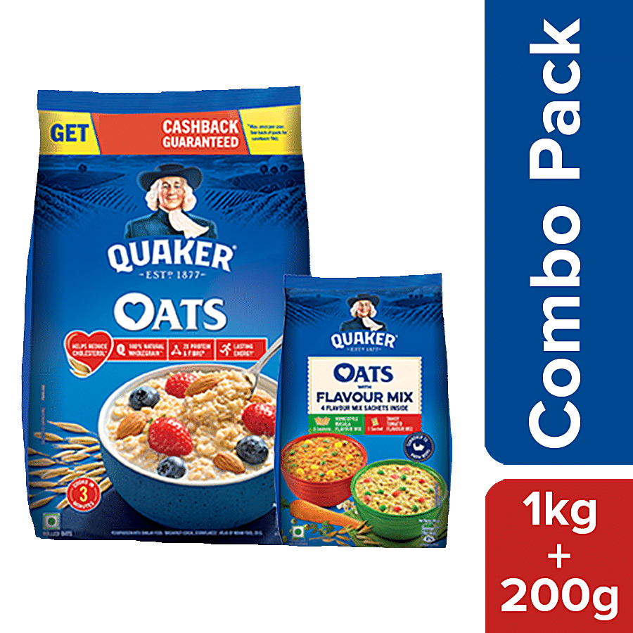 Quaker Oats 1 Kg + Oats 200 g - With Flavour Mix