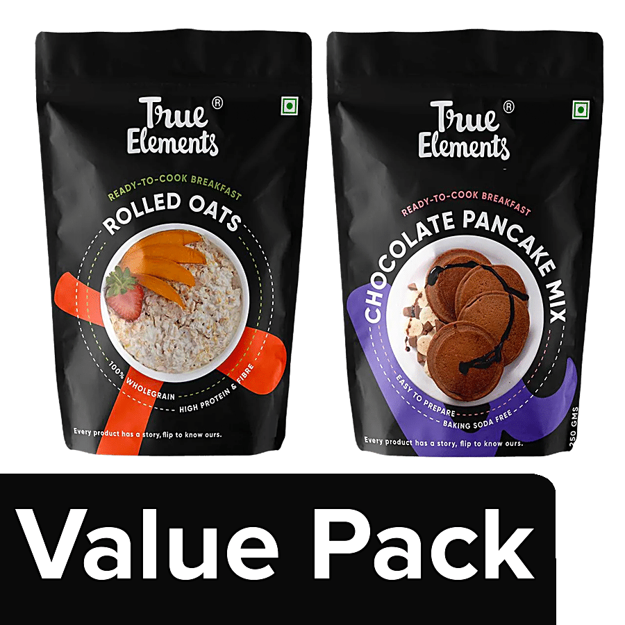 True Elements Rolled Oats - Gluten Free 1 Kg + Ready To Cook - Chocolate Pancake Mix250 g