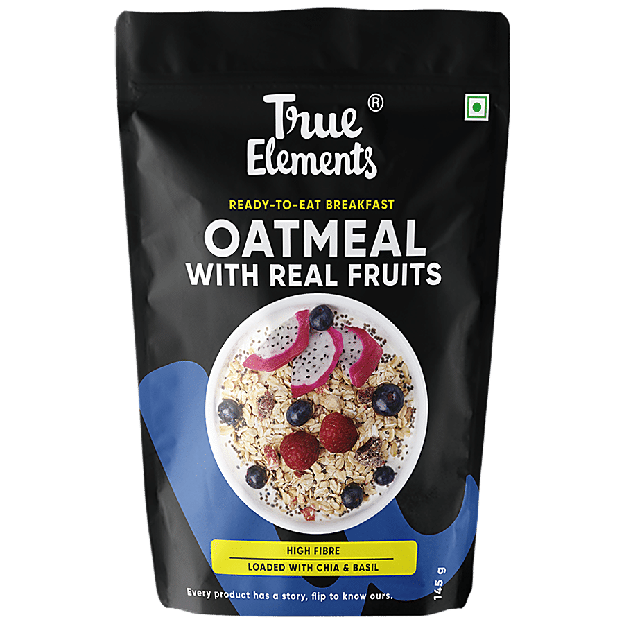 True Elements Whole Oatmeal With Chia & Real Fruits - High Protein & Fibre Breakfast Cereal