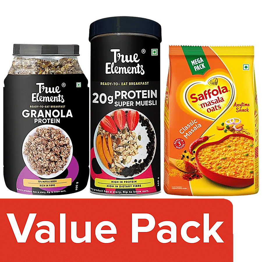 bb Combo Saffola Masala Oats 500g +True Elements Super Muesli 400g + Protein Granola 900g