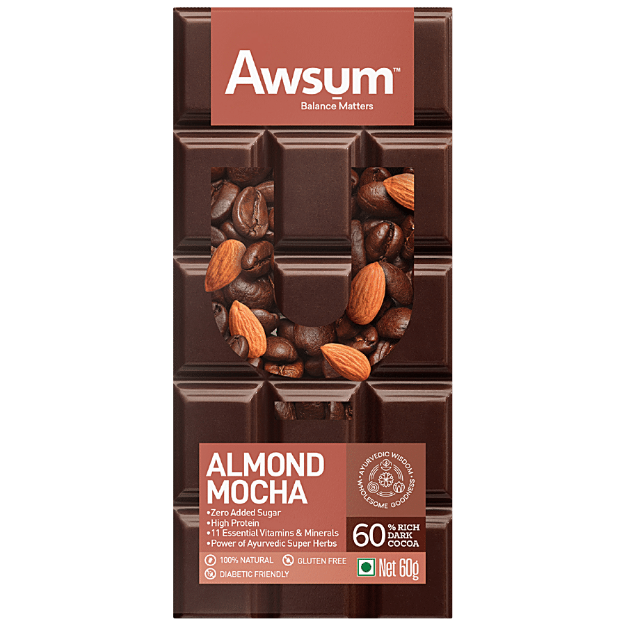 AWSUM Almond Mocha Chocolate Bar - Zero Added Sugar