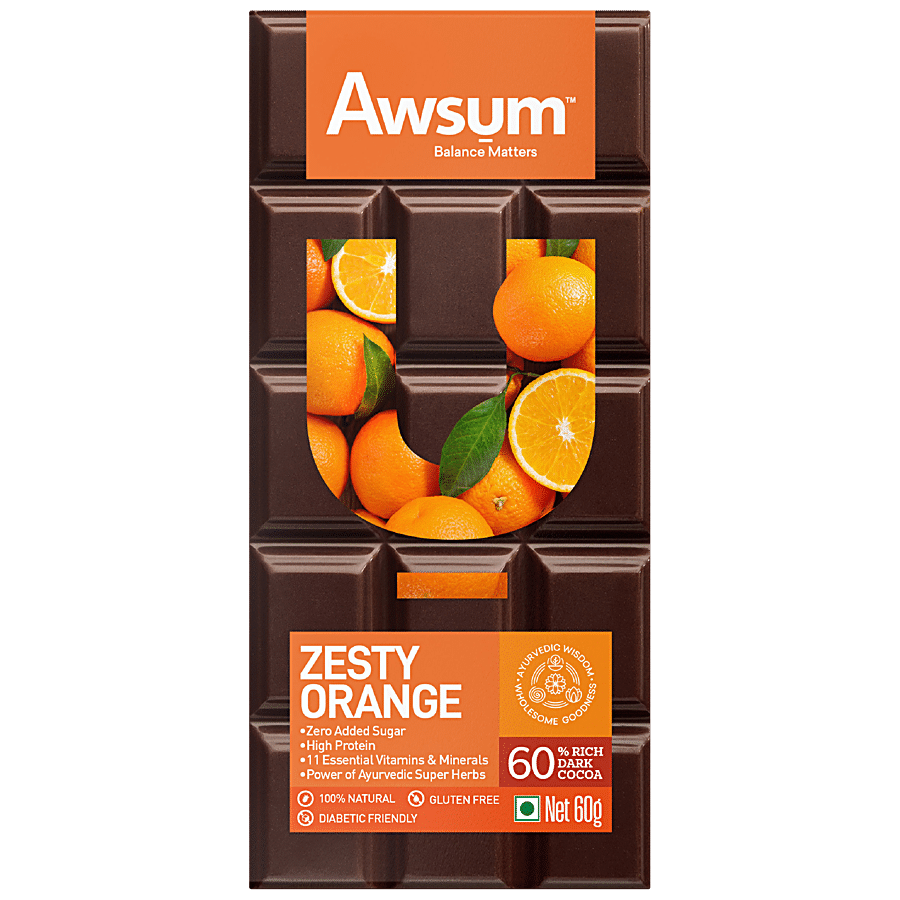 AWSUM Zesty Orange Chocolate Bar - Zero Added Sugar