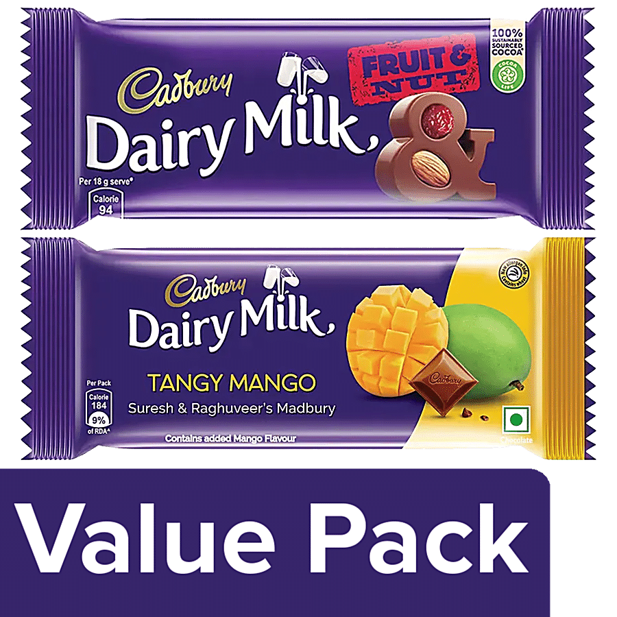 Cadbury Dairy Milk Chocolate Bars - Tangy Mango Madbury + Fruit & Nut