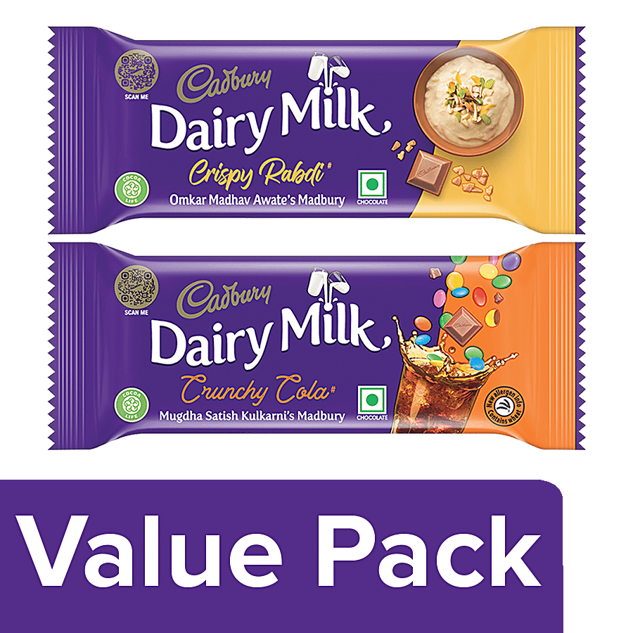 Cadbury Dairy Milk Crispy Rabdi 36 g + Crunchy Cola Madbury Chocolate 36 g