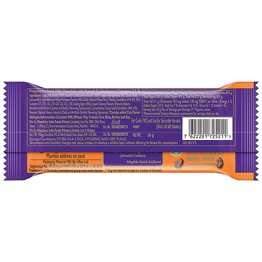 Cadbury Dairy Milk Crunchy Cola Madbury Chocolate Bar