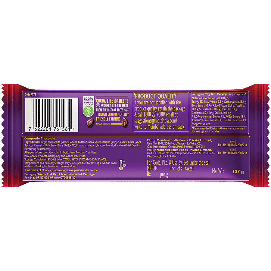 Cadbury Dairy Milk Silk Fruit & Nut Chocolate Bar