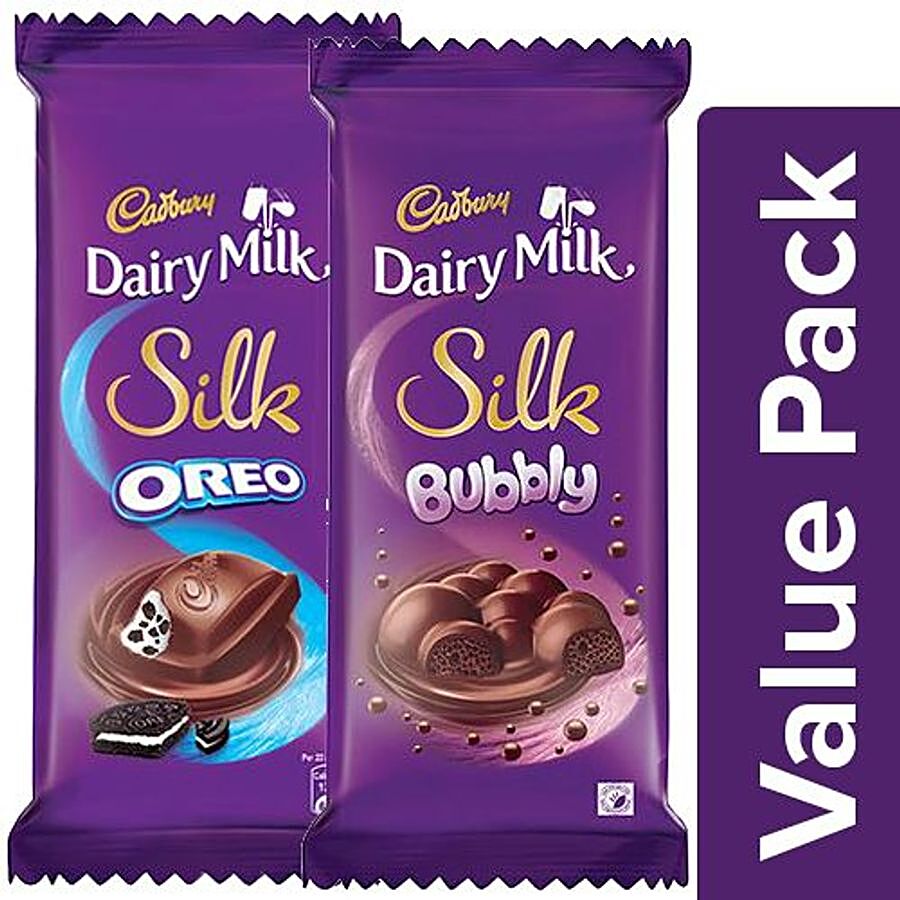 Cadbury Dairy Milk Silk Silk Oreo 130G + Silk Bubbly 120G