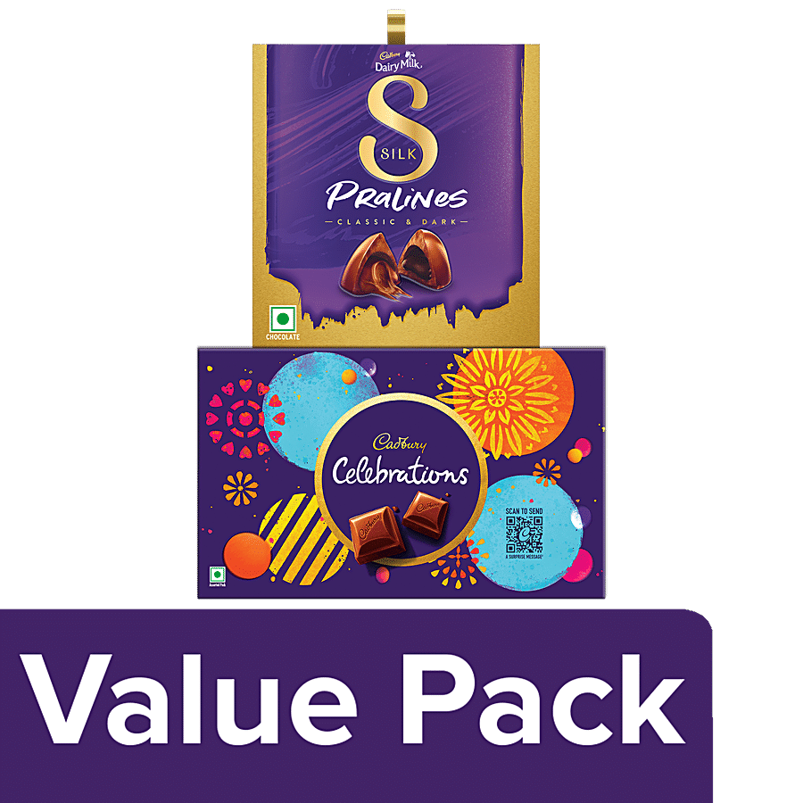 Cadbury Silk Pralines Chocolate 176 g + Celebrations Chocolate Gift Pack 189.6 g