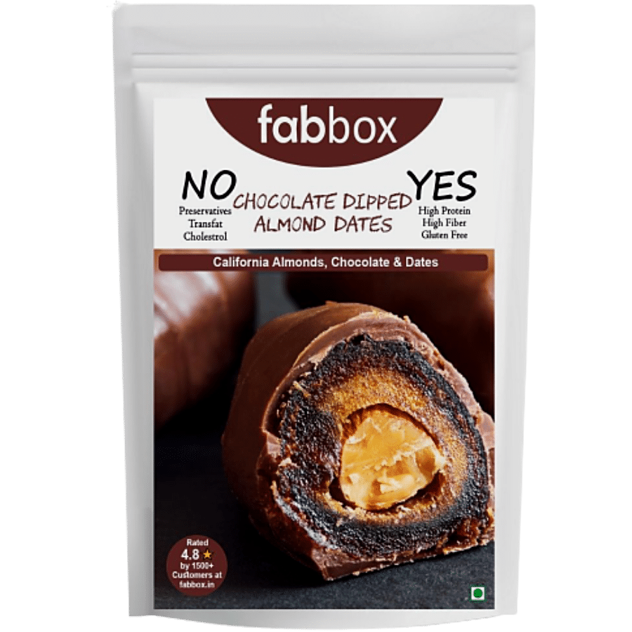 Fabbox Premium Chocolate Dipped Almond Dates - Healthy Guilt-Free Dessert