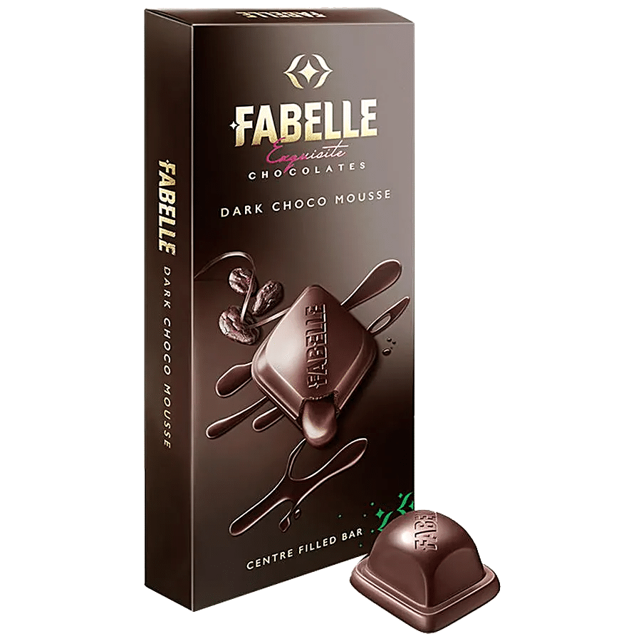 Fabelle Dark Choco Mousse Centre Filled Bar - Centre-Filled Luxury Chocolate Bar Inspired By Dessert Dark Choco Mousse