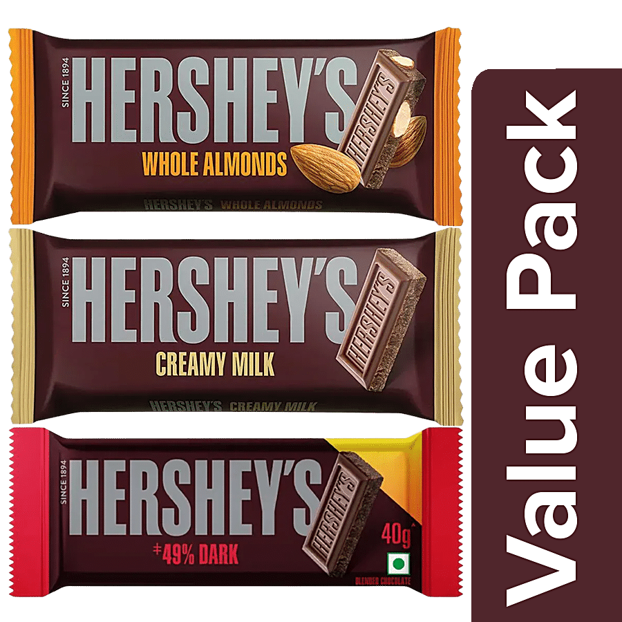 Hershey's Chocolate Bar - Whole Almond + Creamy Milk Bar +Dark Chocolate Bar