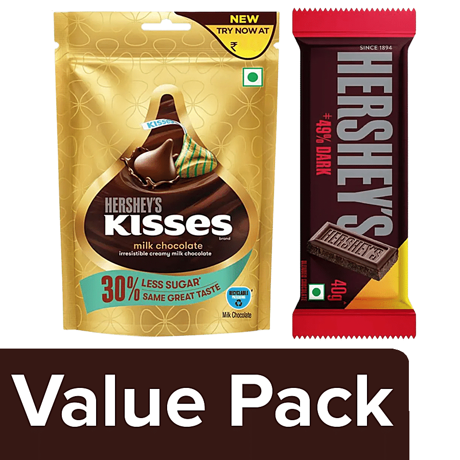 Hershey's Kisses Creamy Milk Chocolate With 30% Less Sugar + Dark Chocolate Bar