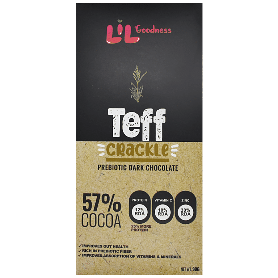 LiL'Goodness Teff Crackle Prebiotic Dark Chocolate - 57% Cocoa