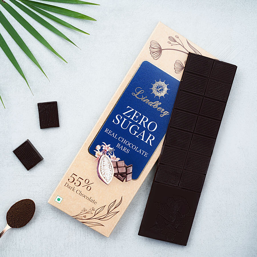 Lindberg Zero Sugar Real Dark Chocolate Bar - 55% Cocoa