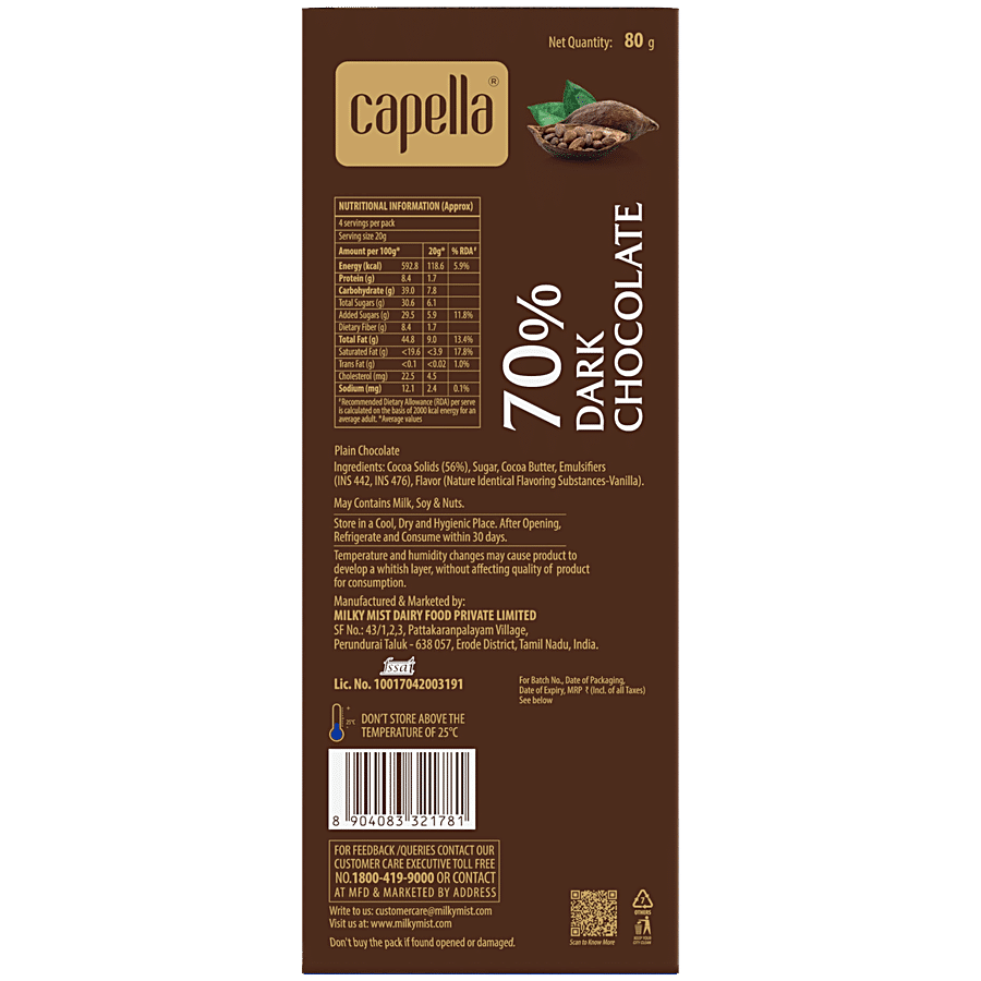 Milky Mist Capella 70% Dark Chocolate - Classic