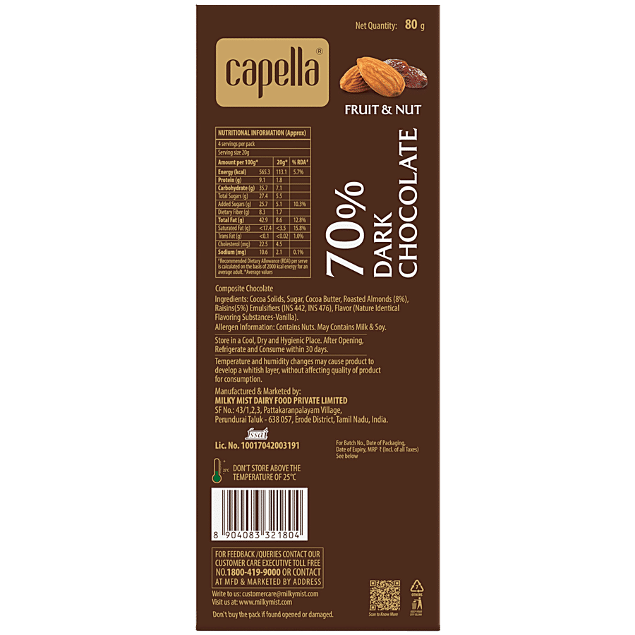 Milky Mist Capella 70% Dark Chocolate - Fruit & Nut