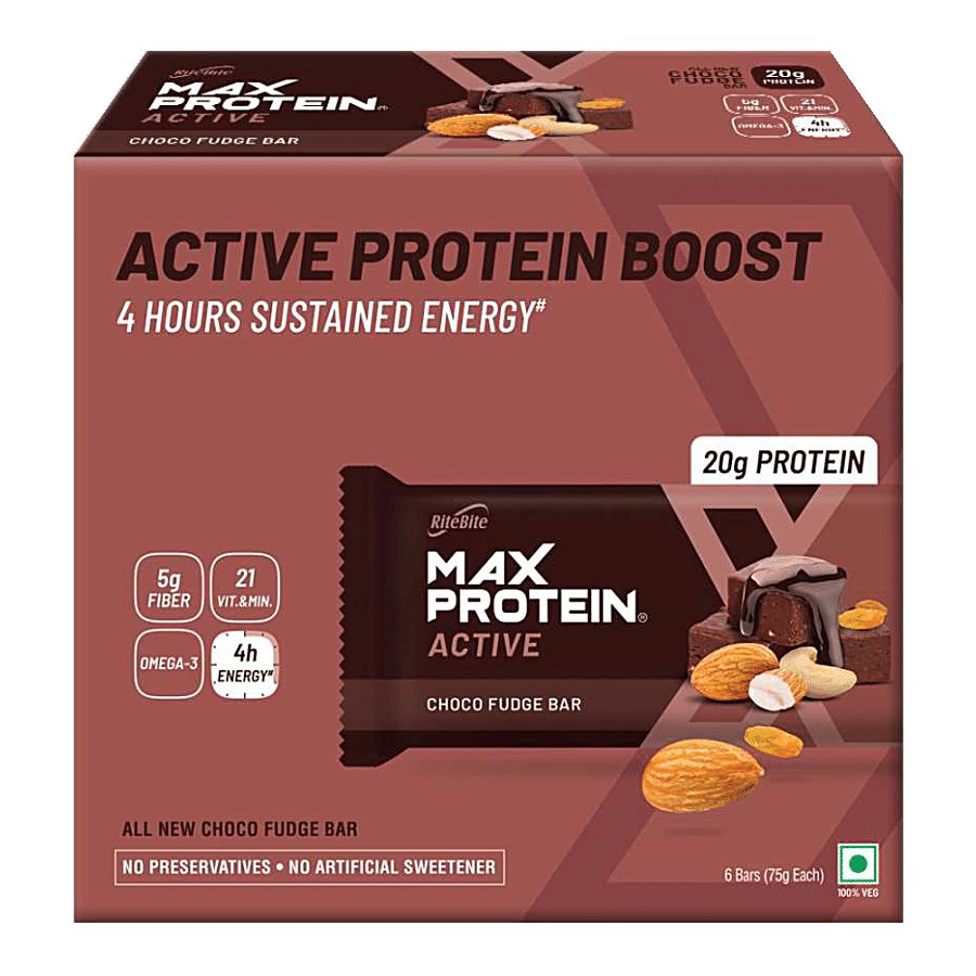 RiteBite Max Protein Bars Choco Fudge 20 g Active Protein Bar - Healthy Protein Snacks