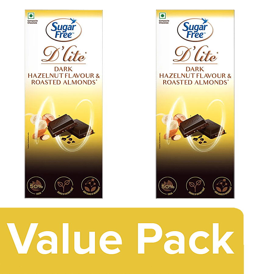 Sugar Free D'lite Dark Chocolate Bar Hazelnut & Almonds + Chocolate Bar Hazelnut & Almonds