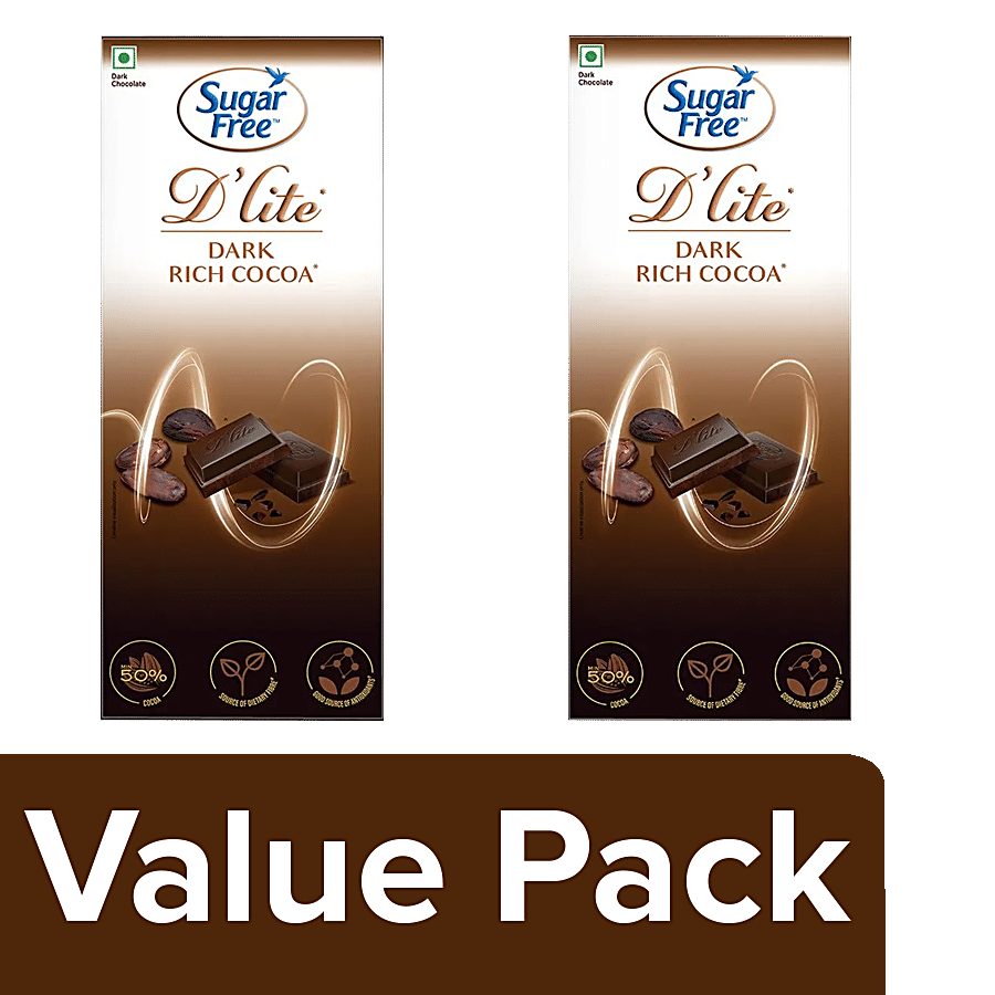 Sugar Free D'lite Dark Chocolate Bar - Rich Cocoa + Chocolate Bar - Rich Cocoa