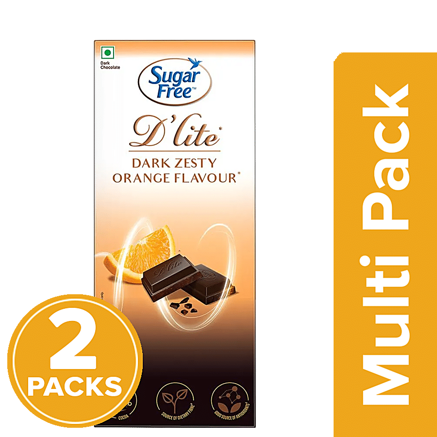 Sugar Free D'lite Dark Chocolate Bar - Zesty & Orange Flavour