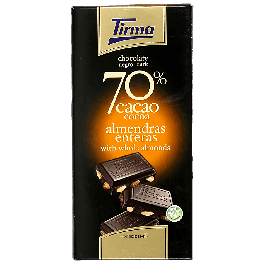 Tirma Chocolate Negro Dark 70% Cacao Cocoa With Whole Almond